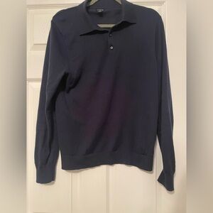 Men’s Long-sleeve sweater-polo in supersoft lambswool Blend Medium